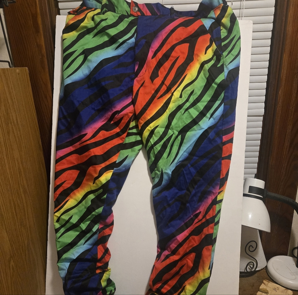 Royal & Awesome Wild Ones Rainbow Tiger Golf Pants Size 40x34